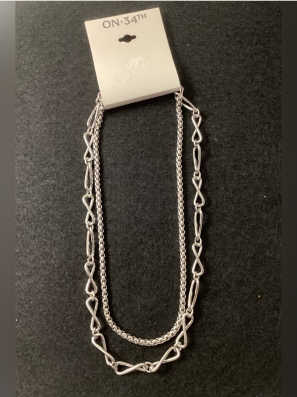 ON 34th Layered Silver-Tone Double Chain Necklace for Women - Picture 7 of 10